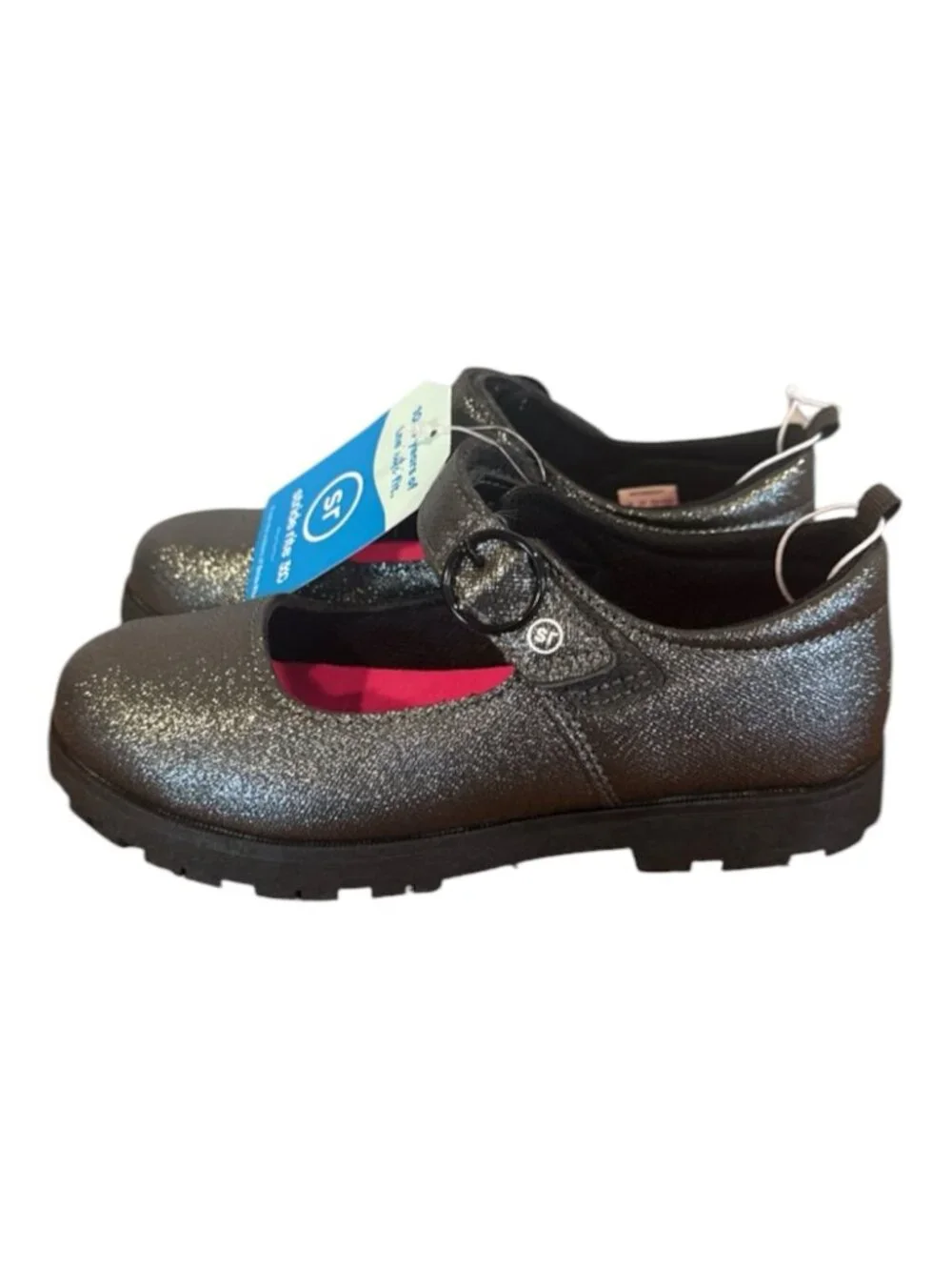 Stride Rite Little Kid Wednesday Gray Sparkle Mary Jane Shoes Sz 12 M NIB Pewter